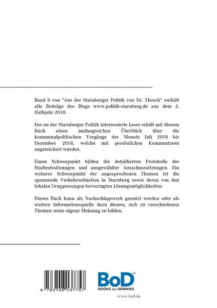 Produktbild: Aus der Starnberger Politik von Dr. Thosch