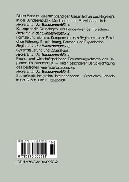 Produktbild: Regieren in der Bundesrepublik V