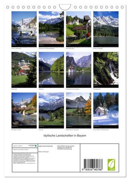 Produktbild: Idyllische Landschaften in Bayern (Wandkalender 2026 DIN A4 hoch), CALVENDO Monatskalender