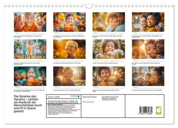 Produktbild: Die Sprache des Herzens - L&auml;cheln als Ausdruck der Menschlichkeit durch eine KI in Szene gesetzt (Wandkalender 2026 DIN A3 quer), CALVENDO Monatskalender