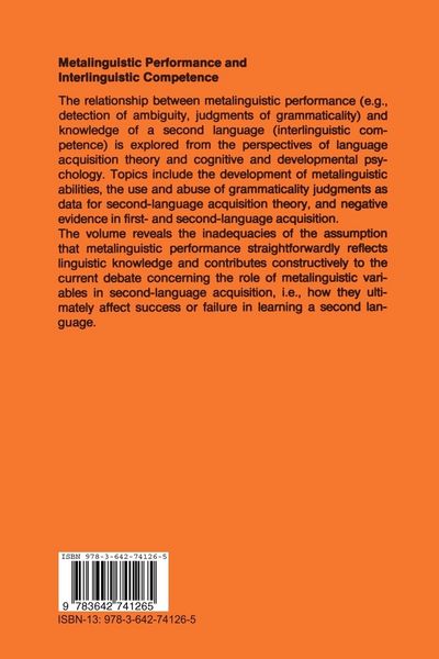 Produktbild: Metalinguistic Performance and Interlinguistic Competence