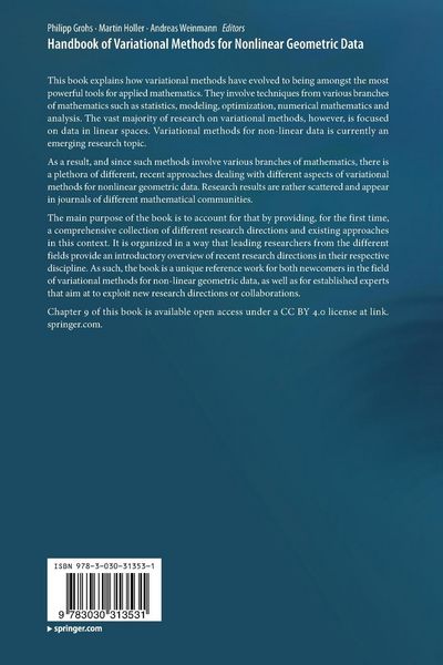 Produktbild: Handbook of Variational Methods for Nonlinear Geometric Data