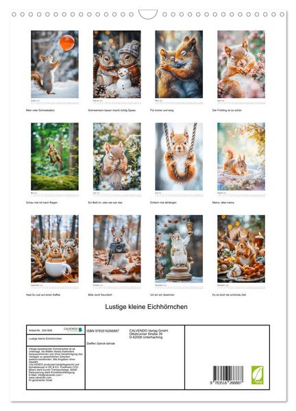 Produktbild: Lustige kleine Eichh&ouml;rnchen (Wandkalender 2026 DIN A3 hoch), CALVENDO Monatskalender