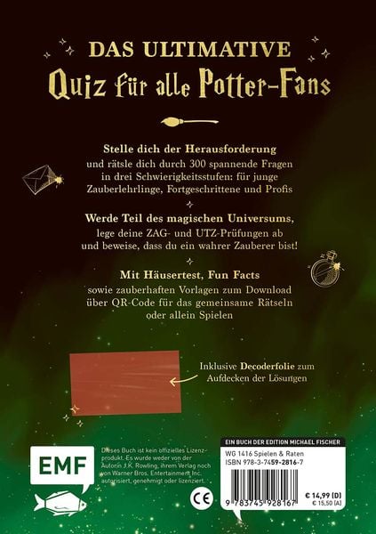 Produktbild: Das magische Quiz f&uuml;r Harry Potter-Fans