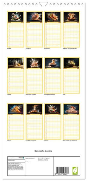 Produktbild: Familienplaner 2026 - Italienische Gerichte mit 5 Spalten (Wandkalender, 21 x 45 cm) CALVENDO