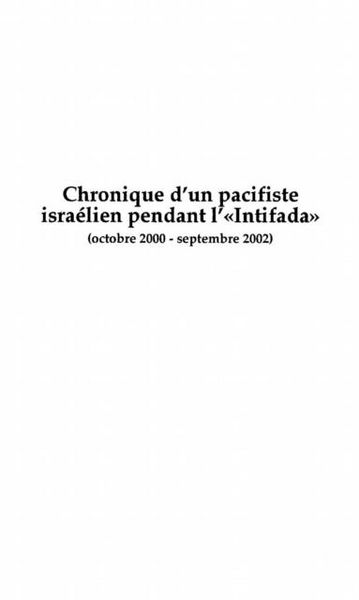 Produktbild: Chronique d'un pacifiste israelien penda