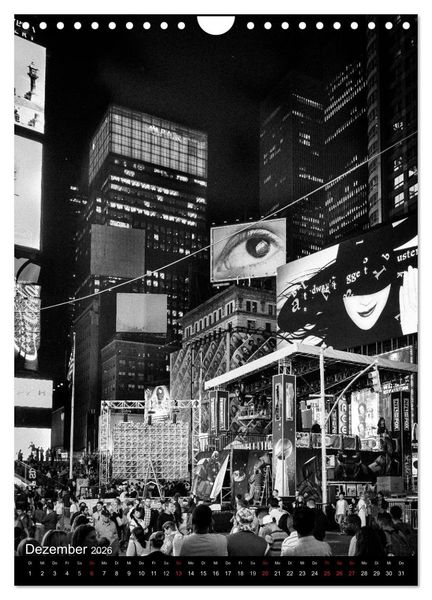 Produktbild: New York City Schwarz auf Wei&szlig; (Wandkalender 2026 DIN A4 hoch), CALVENDO Monatskalender