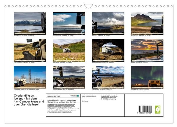Produktbild: Overlanding on Iceland - Mit dem 4x4 Camper kreuz und quer &uuml;ber die Insel (Wandkalender 2027 DIN A3 quer), CALVENDO Monatskalender