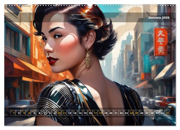 Produktbild: Yolanda's portraits, a graphic portfolio (High Quality Premium Wall Calendar 2026 DIN A2 landscape),CALVENDO 12 Month Wall Calendar