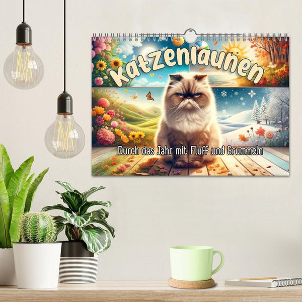 Produktbild: Katzenlaunen - Durch das Jahr mit Fluff und Grummeln (Wandkalender 2026 DIN A4 quer), CALVENDO Monatskalender