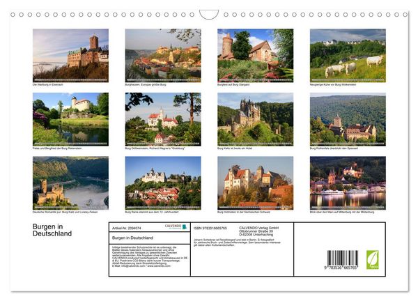 Produktbild: Burgen in Deutschland (Wandkalender 2026 DIN A3 quer), CALVENDO Monatskalender