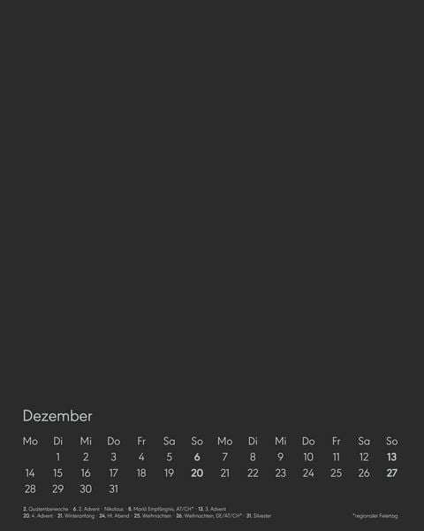 Produktbild: Kreativ-Kalender Tischaufsteller hoch schwarz 2026 - 16 x 20 - Foto, Malen, Basteln A4 - datiert - Kreativkalender - Foto-Kalender - Alpha Edition