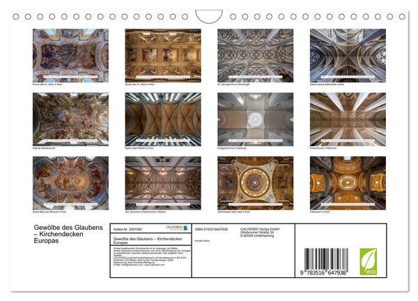 Produktbild: Gew&ouml;lbe des Glaubens &ndash; Kirchendecken Europas (Wandkalender 2026 DIN A4 quer), CALVENDO Monatskalender