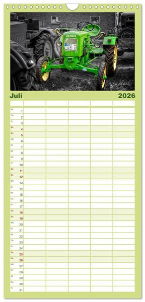 Produktbild: Familienplaner 2026 - Trecker - Oldtimer mit 5 Spalten (Wandkalender, 21 x 45 cm) CALVENDO