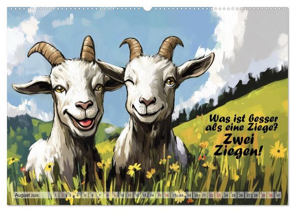 Produktbild: Ziegen, s&uuml;&szlig; aber psycho (hochwertiger Premium Wandkalender 2026 DIN A2 quer), Kunstdruck in Hochglanz