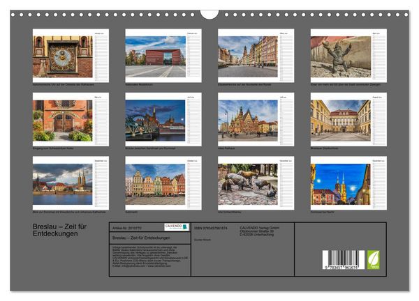 Produktbild: Breslau &ndash; Zeit f&uuml;r Entdeckungen (Wandkalender 2026 DIN A3 quer), CALVENDO Monatskalender