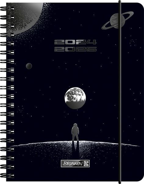 BRUNNEN Schülerkalender 2024/2025 'Outer Space', 2 Seiten = 1 Woche, A6, 208 Seiten, schwarz