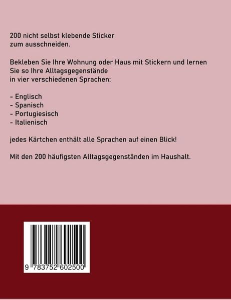 Produktbild: So lernen Sie 4 Sprachen gleichzeitig: 200 Vokabeln zum bekleben der Wohnung auf Englisch, Spanisch, Portugiesisch und Italienisch