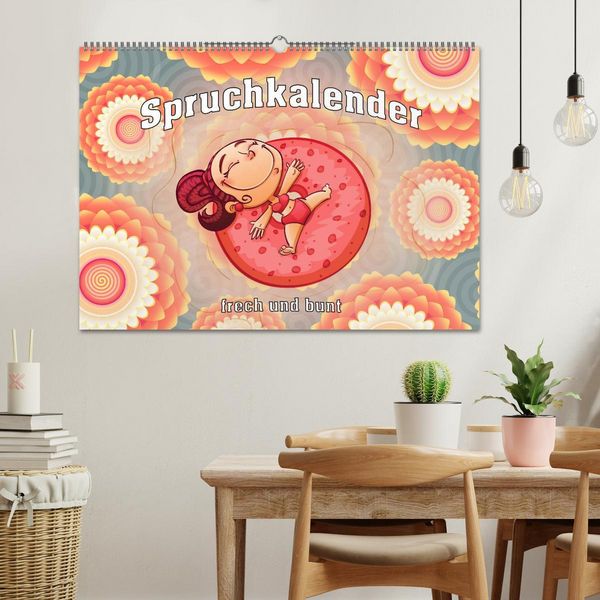 Produktbild: Spruchkalender - frech und bunt (Wandkalender 2026 DIN A2 quer), CALVENDO Monatskalender