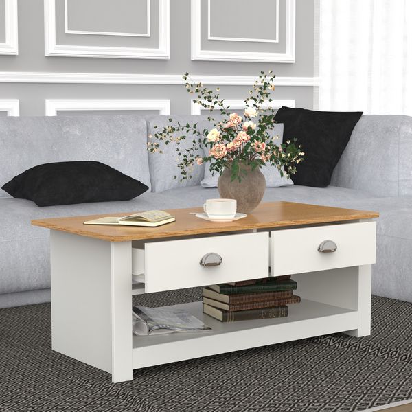 Produktbild: Holz Sofatisch Couchtisch Schublade Balusa