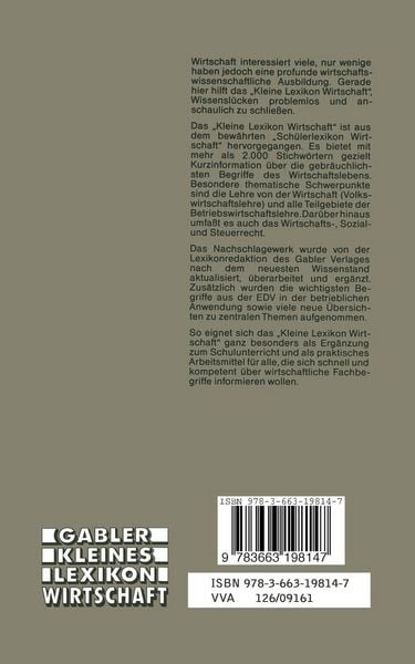 Produktbild: Gabler Kleines Lexikon Wirtschaft