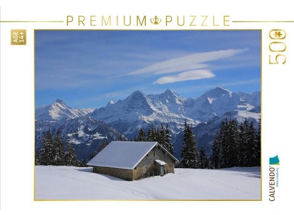 CALVENDO Puzzle Bergblick auf Eiger, Mönch, Jungfrau vom Niederhorn, Beatenberg | 500 Teile Lege-Größe 48 × 36 cm Foto-Puzzle für Erwachsene
