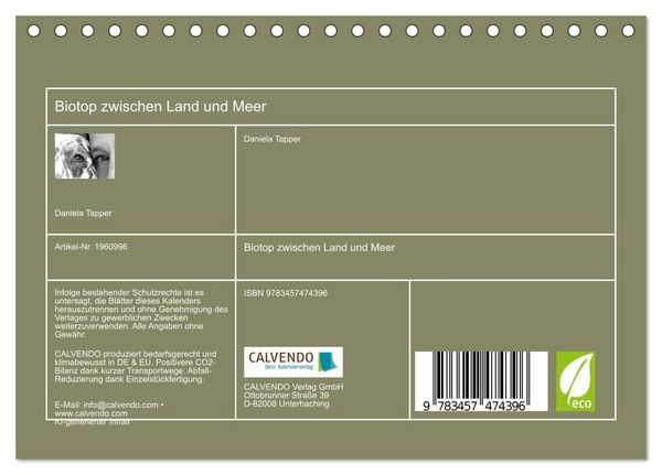 Produktbild: Biotop zwischen Land und Meer (Tischkalender 2026 DIN A5 quer), CALVENDO Monatskalender