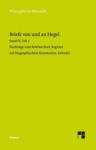 Produktbild: Briefe von und an Hegel. Band 4, Teil 2
