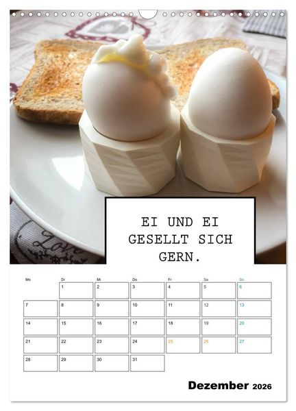 Produktbild: Mit Eiern durch's Jahr. (Wandkalender 2026 DIN A3 hoch), CALVENDO Monatskalender
