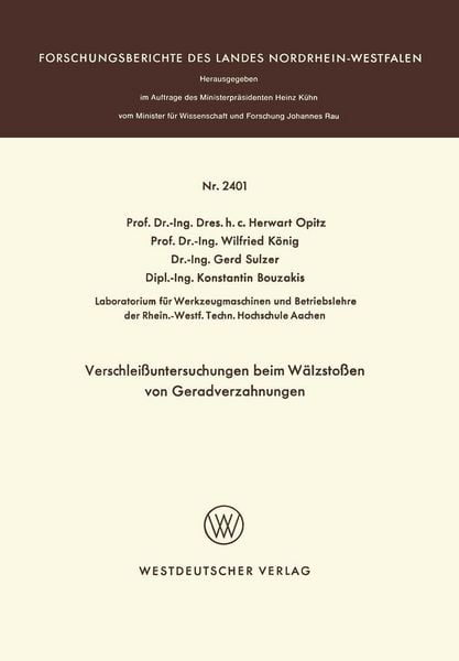 Produktbild: Verschlei&szlig;untersuchungen beim W&auml;lzsto&szlig;en von Geradverzahnungen
