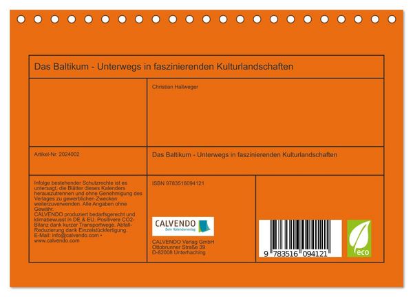 Produktbild: Das Baltikum - Unterwegs in faszinierenden Kulturlandschaften (Tischkalender 2026 DIN A5 quer), CALVENDO Monatskalender