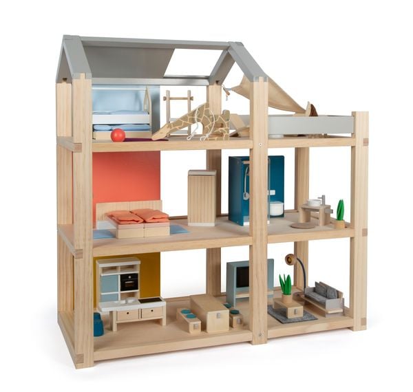Produktbild: Puppenhaus Natur mit M&ouml;beln