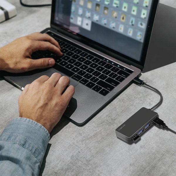 Produktbild: LogiLink UA0396 USB-Hub 4 Port USB-A USB 3.2 Gen1 5 GBit/s Schwarz UA0396