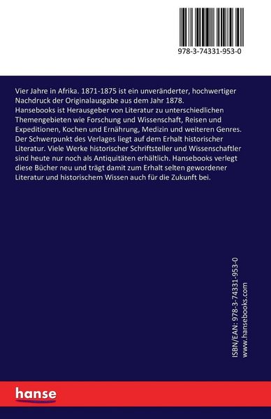 Produktbild: Vier Jahre in Afrika. 1871-1875