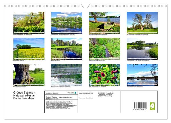 Produktbild: Gr&uuml;nes Estland - Naturparadies am Baltischen Meer (Wandkalender 2026 DIN A3 quer), CALVENDO Monatskalender