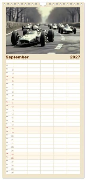 Produktbild: Familienplaner 2027 - Formel 1 in den sechziger Jahren mit 5 Spalten (Wandkalender, 21 x 45 cm) CALVENDO