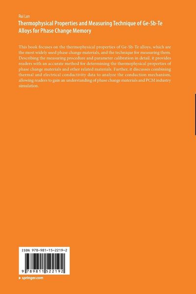 Produktbild: Thermophysical Properties and Measuring Technique of Ge-Sb-Te Alloys for Phase Change Memory