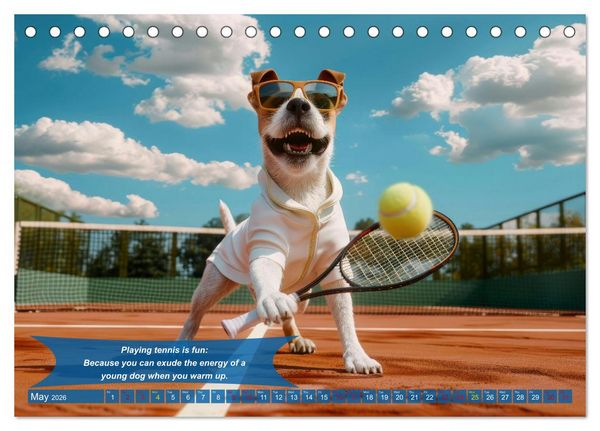 Produktbild: Funny animals as tennis players (Desk Calendar 2026 DIN A5 landscape), CALVENDO 12 Month DeskCalendar