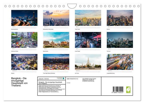 Produktbild: Bangkok - Die einzigartige Hauptstadt von Thailand. (Wandkalender 2026 DIN A4 quer), CALVENDO Monatskalender