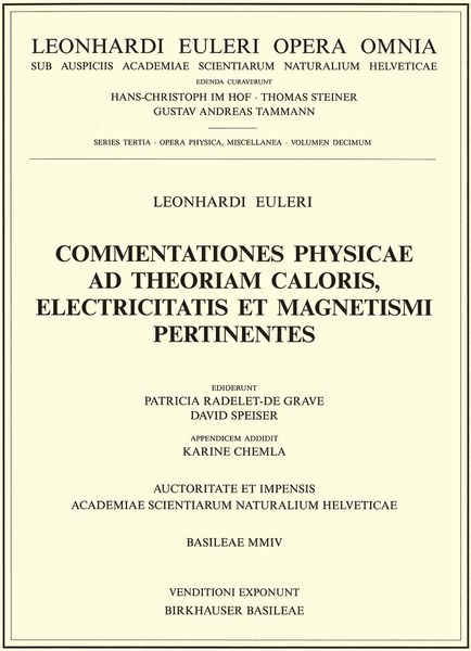 Produktbild: Commentationes physicae ad theoriam caloris, electricitatis et magnetismi pertinentes