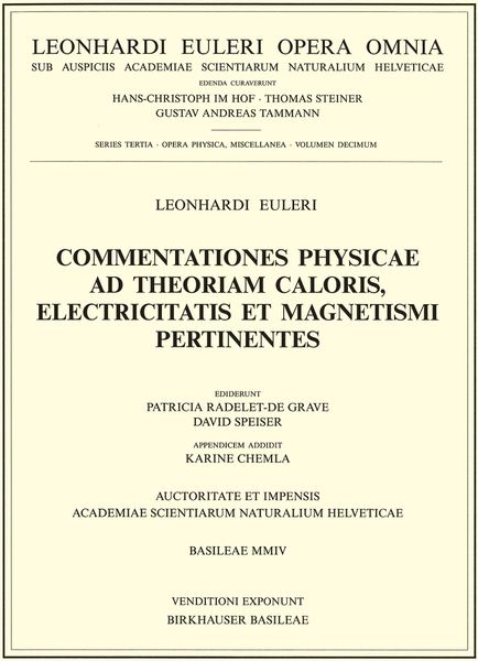 Produktbild: Commentationes physicae ad theoriam caloris, electricitatis et magnetismi pertinentes