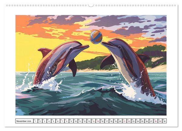 Produktbild: Tierische Olympioniken &ndash; Ein farbenfroher KI-Kalender (Wandkalender 2026 DIN A2 quer), CALVENDO Monatskalender