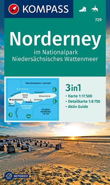Produktbild: KOMPASS Wanderkarte 729 Norderney im Nationalpark Nieders&auml;chsisches Wattenmeer 1:17.500