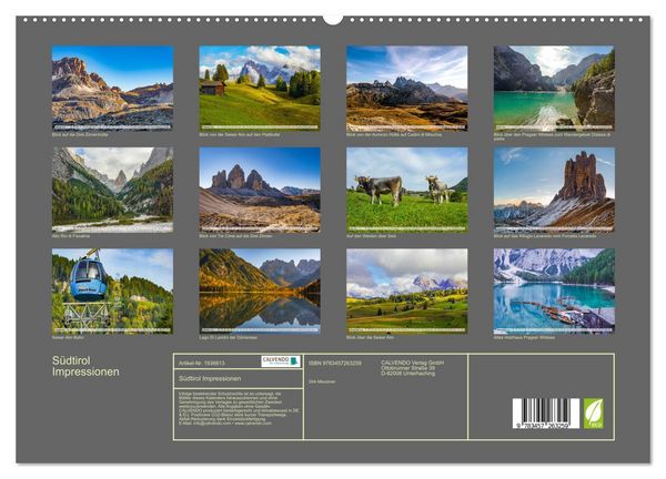 Produktbild: S&uuml;dtirol Impressionen (hochwertiger Premium Wandkalender 2026 DIN A2 quer), Kunstdruck in Hochglanz