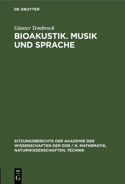 Produktbild: Bioakustik. Musik und Sprache