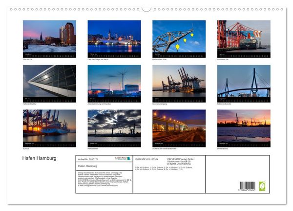 Produktbild: Hafen Hamburg (Wandkalender 2026 DIN A2 quer), CALVENDO Monatskalender