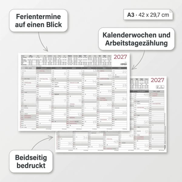 Produktbild: Tafelkalender A3 beidseitig 2027