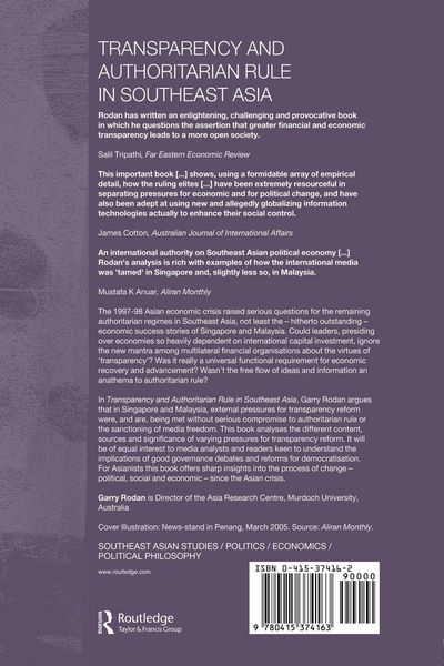 Produktbild: Transparency and Authoritarian Rule in Southeast Asia