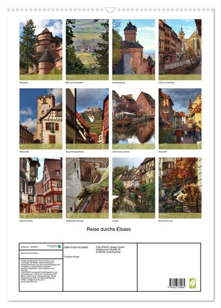 Produktbild: Reise durchs Elsass (Wandkalender 2026 DIN A2 hoch), CALVENDO Monatskalender