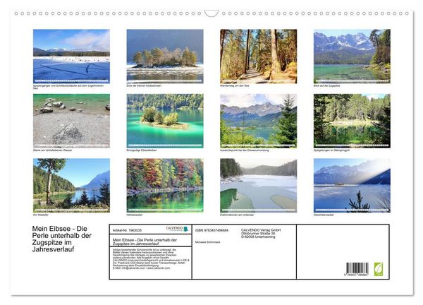 Produktbild: Mein Eibsee - Die Perle unterhalb der Zugspitze im Jahresverlauf (Wandkalender 2026 DIN A2 quer), CALVENDO Monatskalender